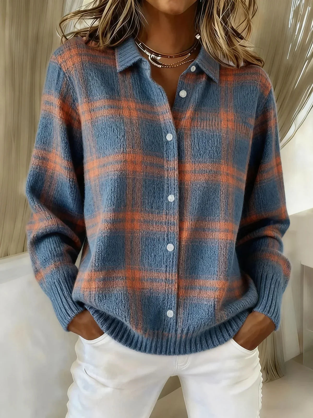 Candela | Plaid Knit Shacket
