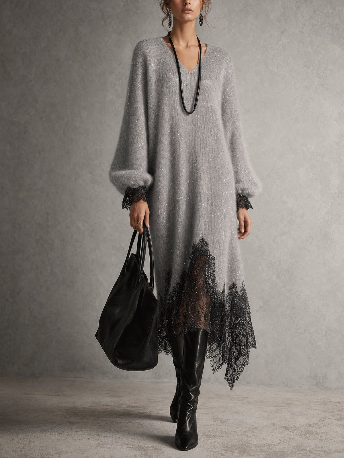 Sedona Elegant Shimmer Knit Midi Dress