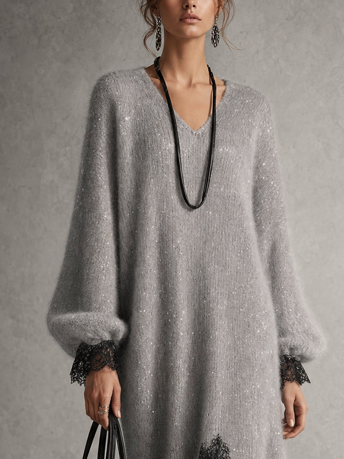 Sedona Elegant Shimmer Knit Midi Dress