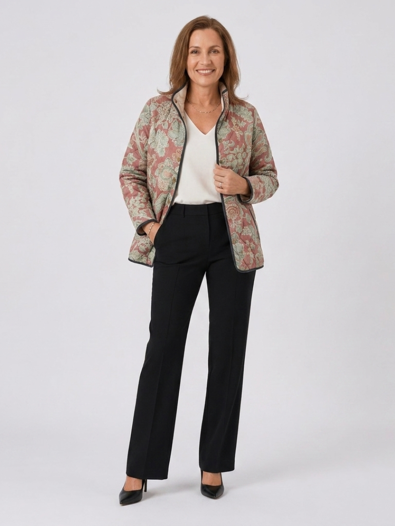 Elke | Quilted Jacket in Terracotta Damask Pauline
