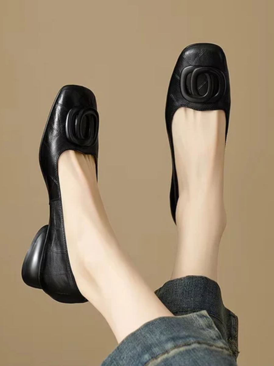 Hollis & June | Erin Leather Square-Toe Flats