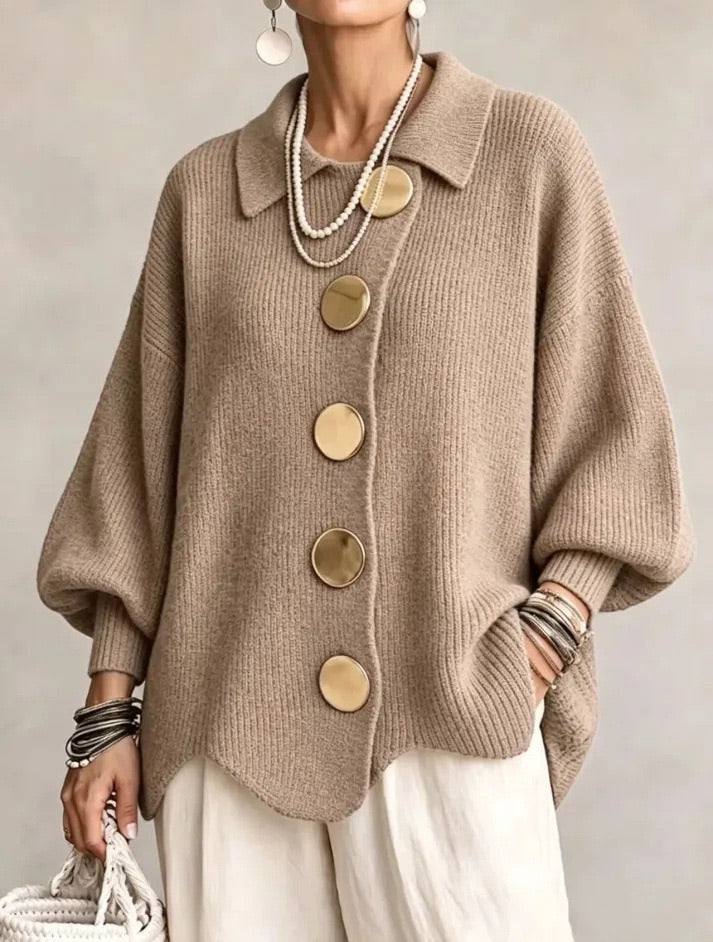Karina | Oversized Collared Button-Up Cardigan