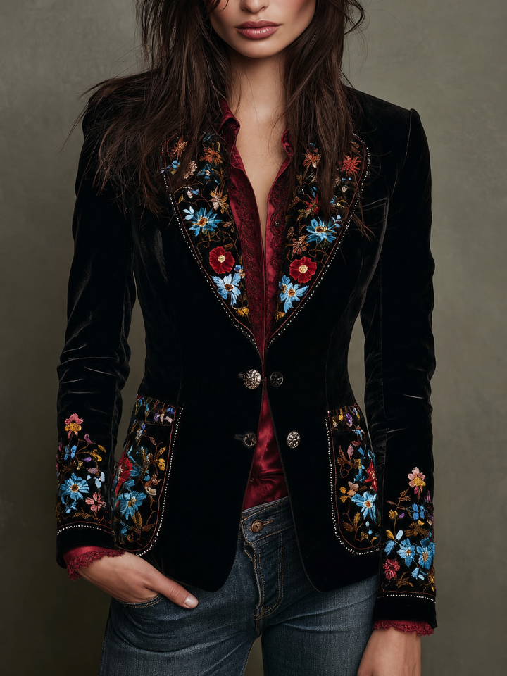 Elegant Burgundy Lace Trim Satin Blouse With Flared Cuffs