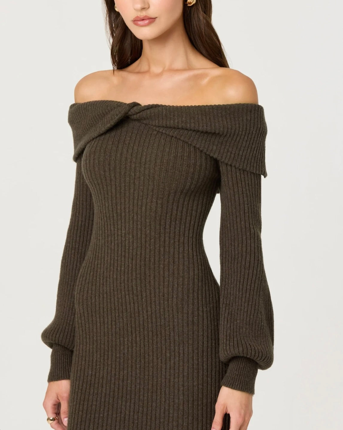ASTR The Label Tilde Off Shoulder Midi Sweater Dress
