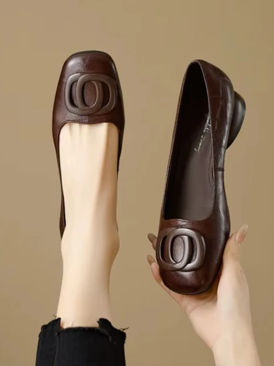 Hollis & June | Erin Leather Square-Toe Flats