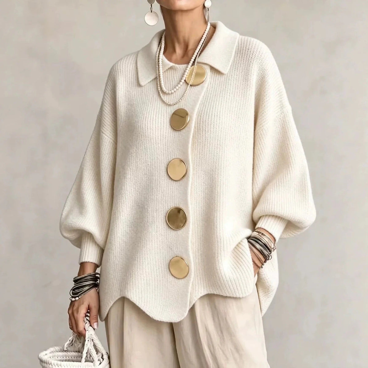 Karina | Oversized Collared Button-Up Cardigan