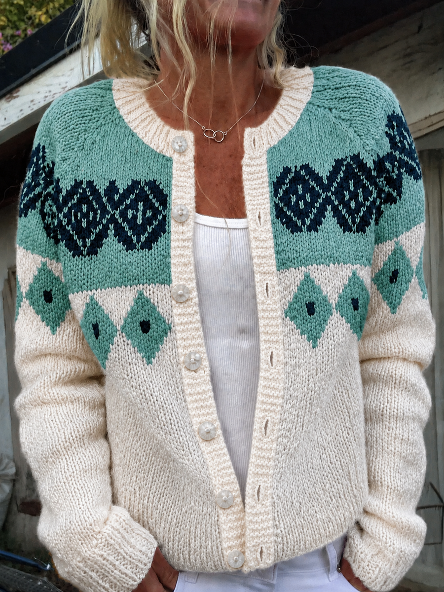Tiverly™ | Vintage Geometric Knit Cardigan
