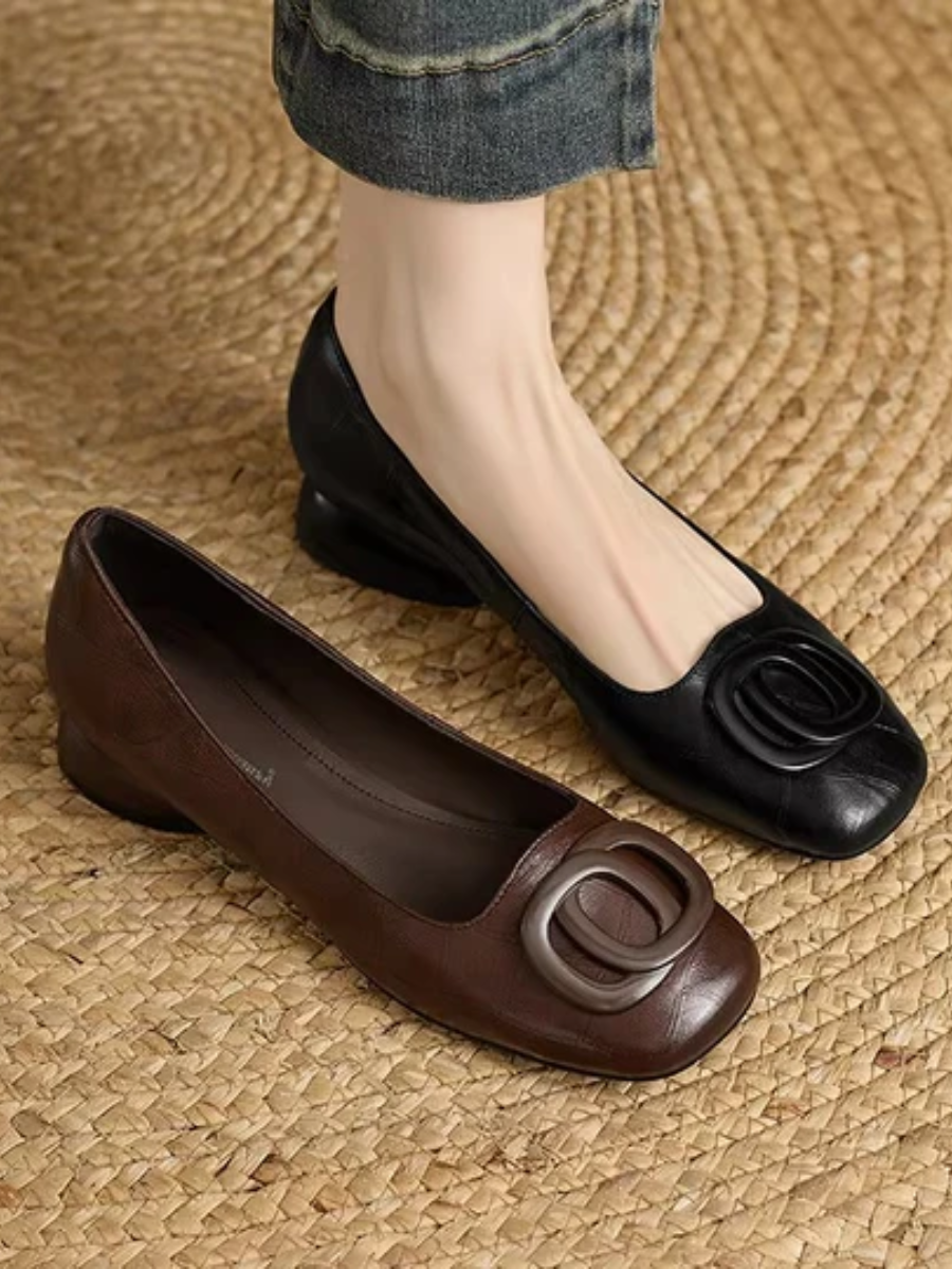 Hollis & June | Erin Leather Square-Toe Flats