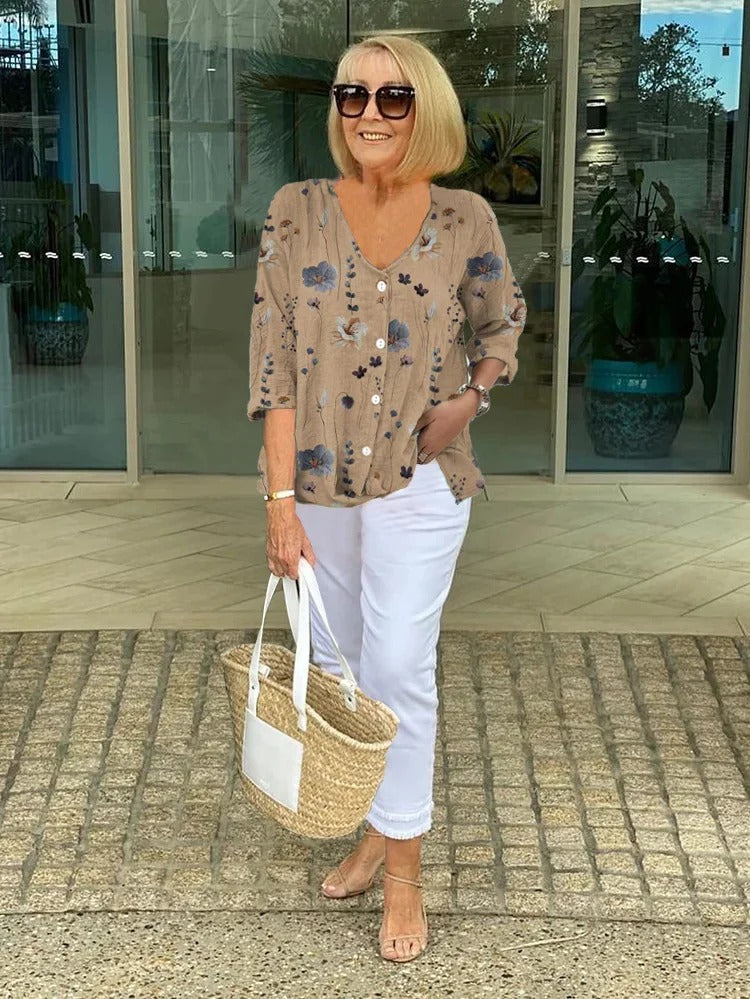 Marguerite | Floral Button Tunic Top