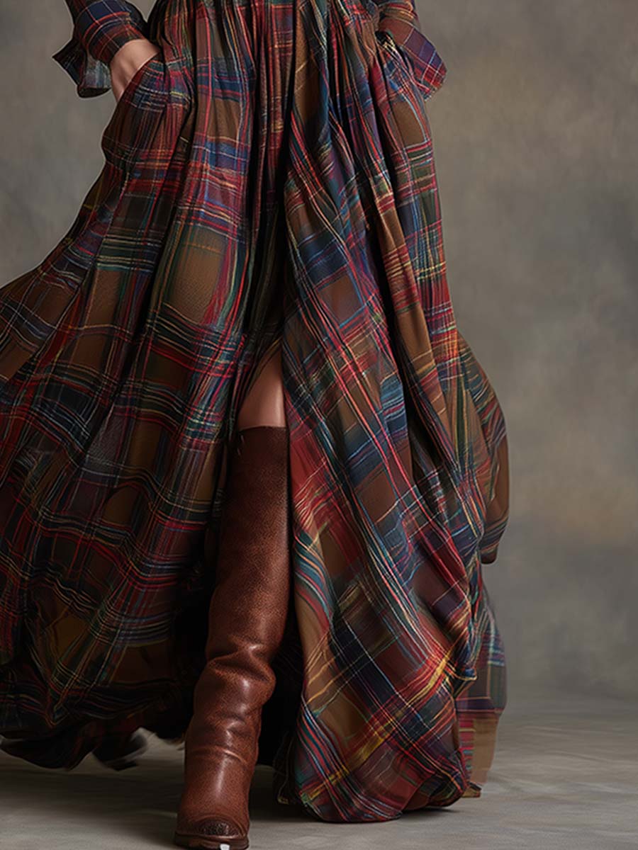 Giulietta – Maxi Checked Shirt Dress with Belt