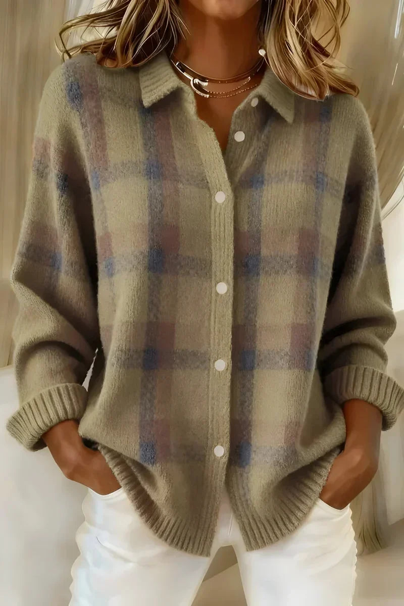 Bonnie™ | Cozy Checked Knit Cardigan
