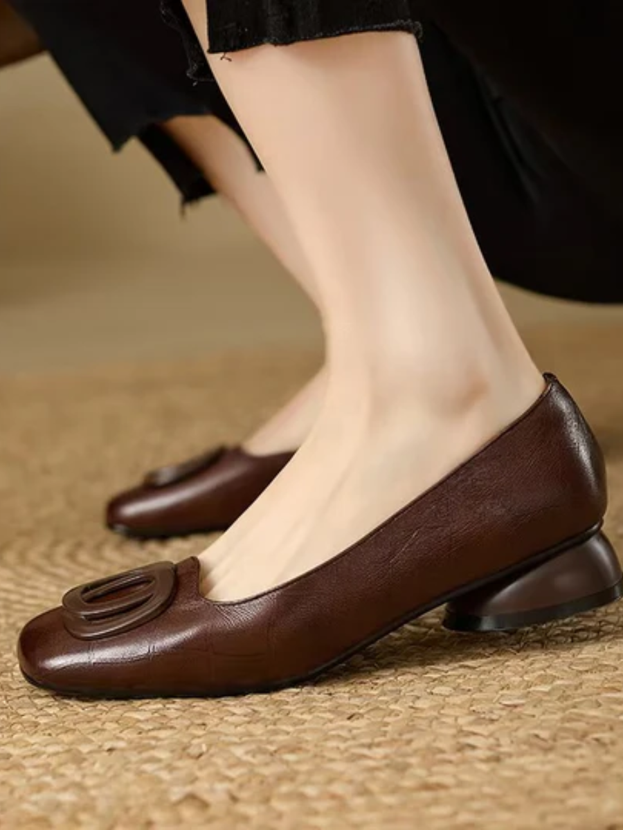 Hollis & June | Erin Leather Square-Toe Flats