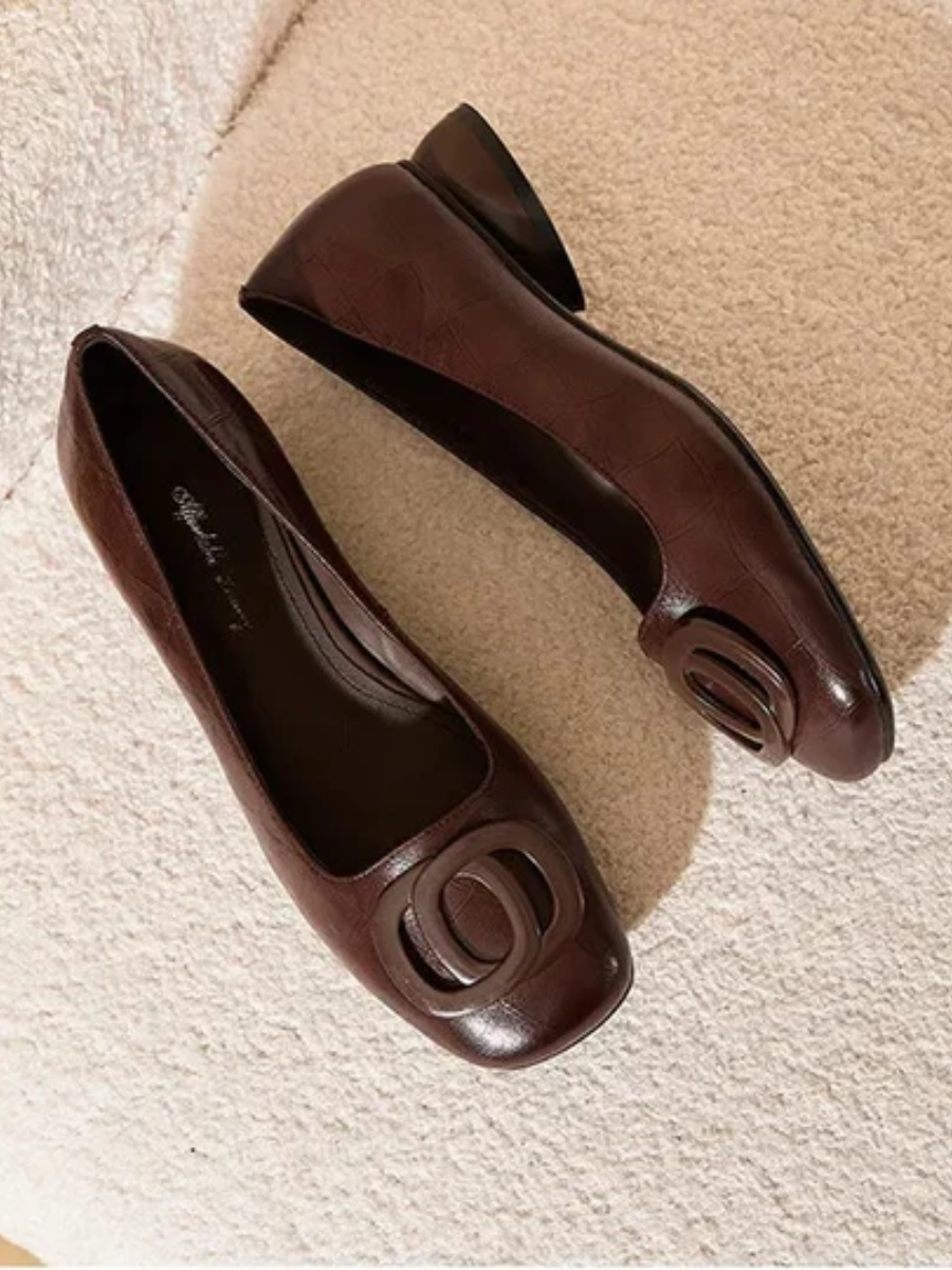 Hollis & June | Erin Leather Square-Toe Flats