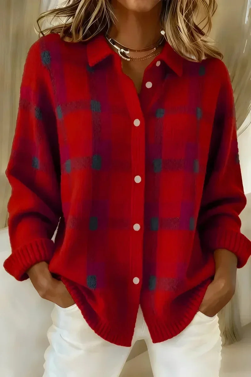Joyce™ | Soft Plaid Button Cardigan