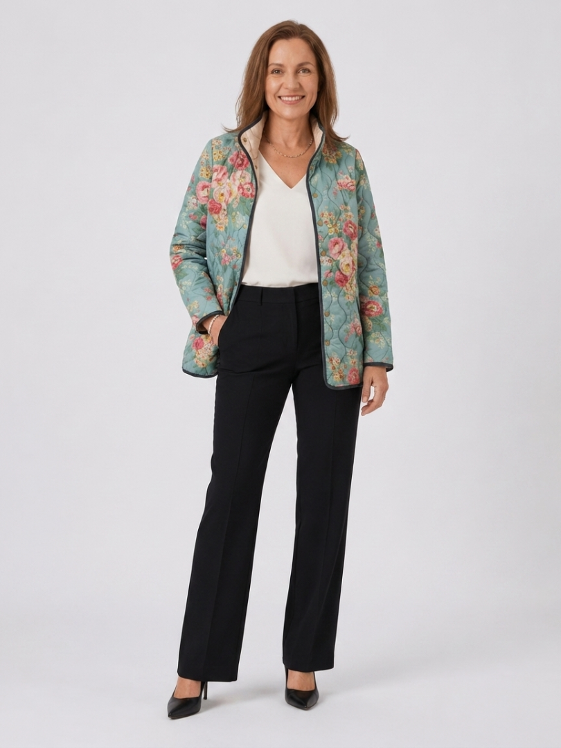 Clodagh | Quilted Jacket Celadon Roses Mathilde
