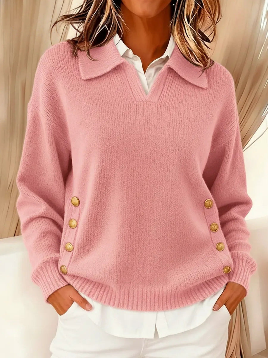 Vicenta | Polo Collar Sweater with Buttons