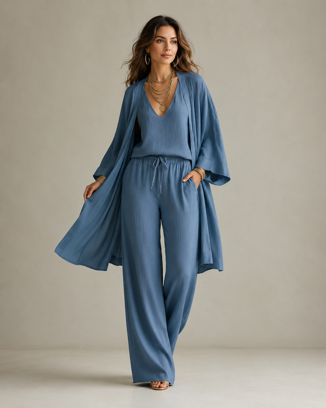 Amber™ | Relaxed 3-Piece Set with Opaque Pants