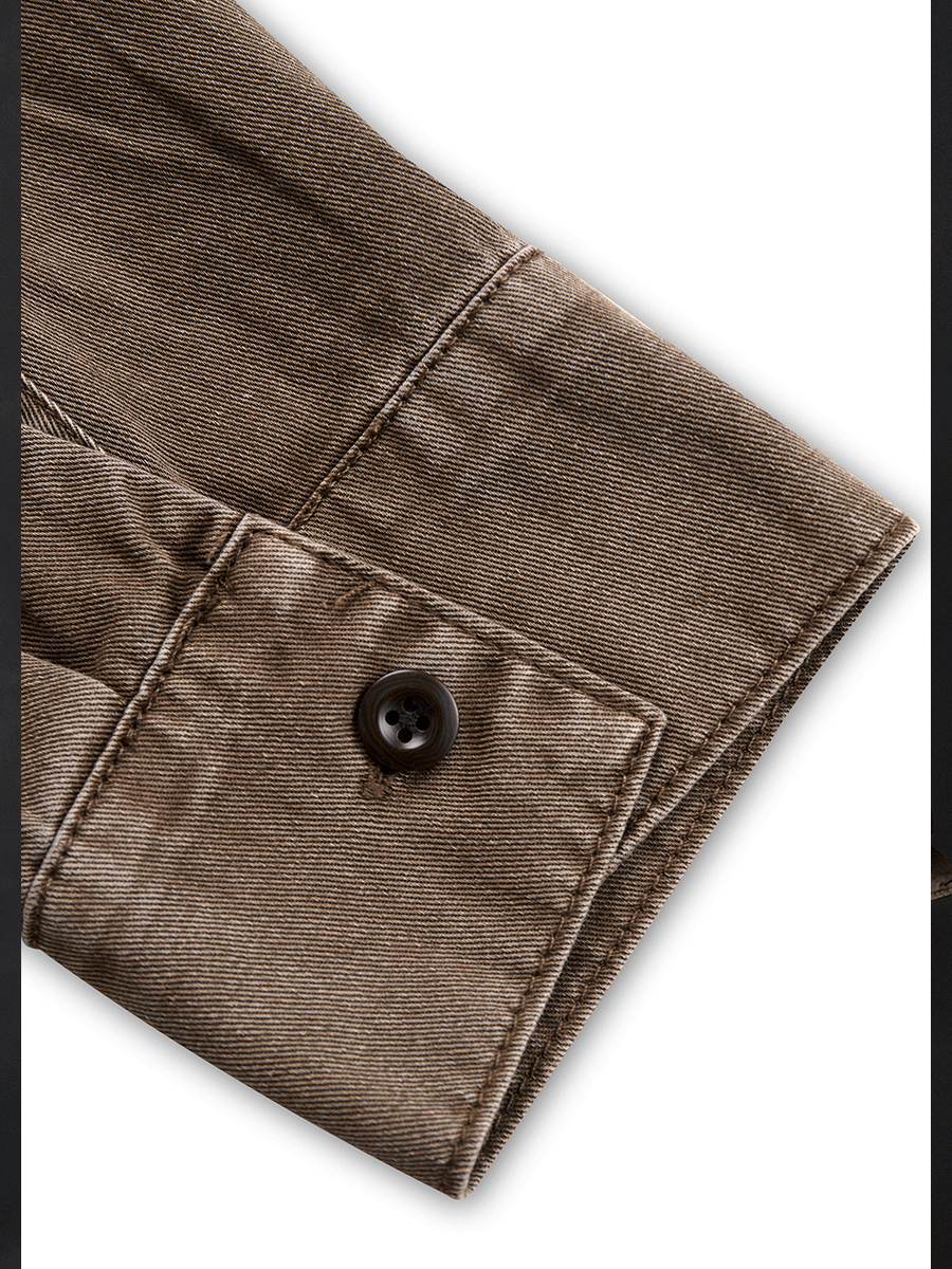 Vintage Washed Taupe Western Slim Fit Button-Down Shirt