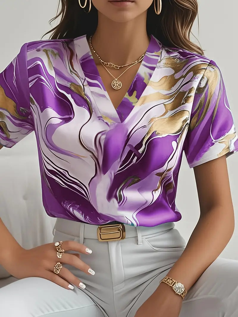 Mildred™ Marble Print Short Sleeve Shirt