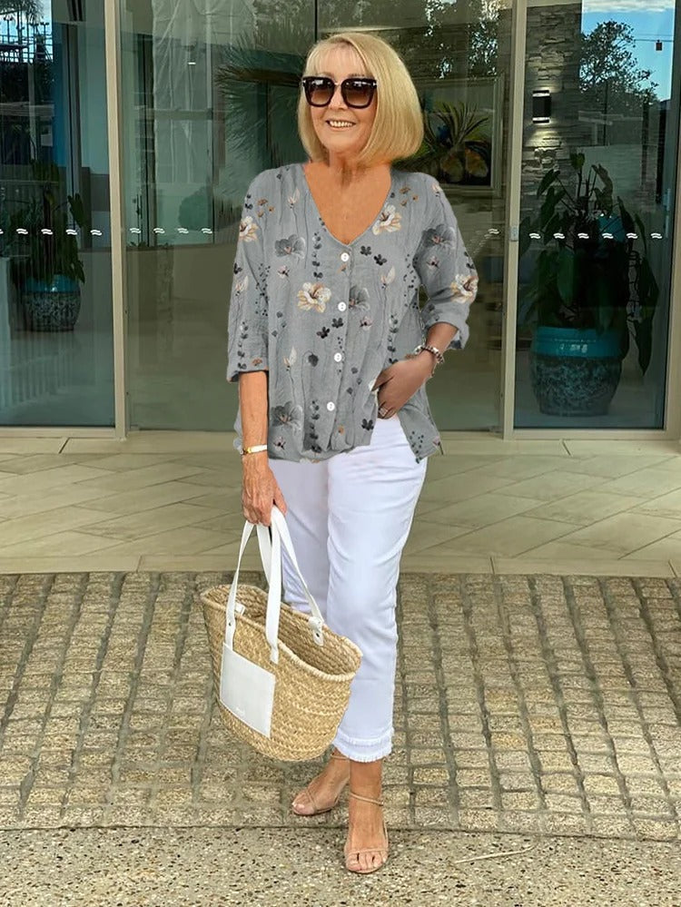 Marguerite | Floral Button Tunic Top