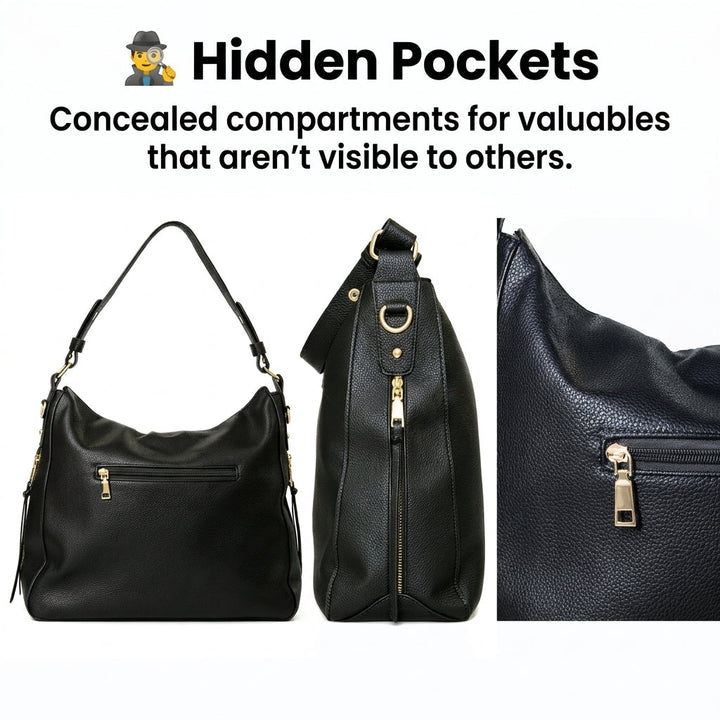 Luxury Leather Hobo Anti-Theft Handbag 2.0 + FREE Pouch Wallet (6-Layer Security Edition)