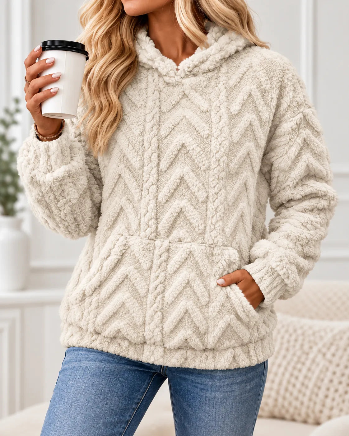 Evelyn | Cozy Textured Fleece Hoodie