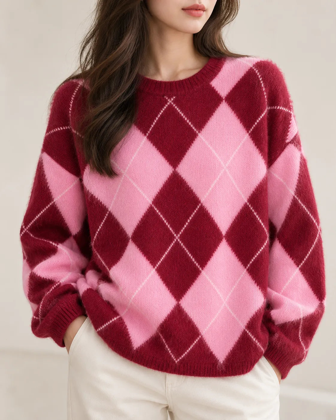 Elodie™ | Wool, Cashmere & Silk Argyle Sweater