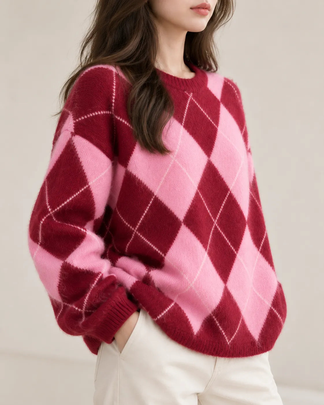 Elodie™ | Wool, Cashmere & Silk Argyle Sweater
