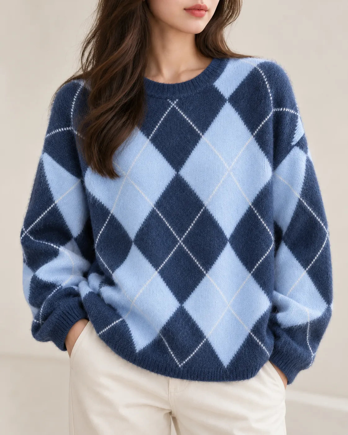 Elodie™ | Wool, Cashmere & Silk Argyle Sweater