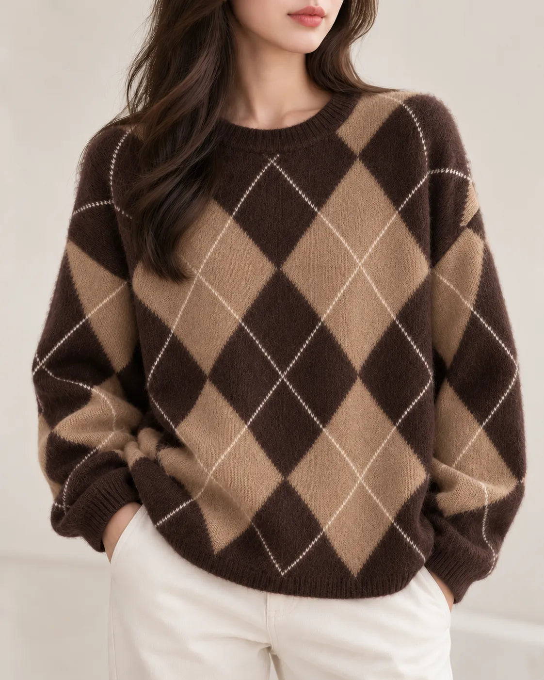 Elodie™ | Wool, Cashmere & Silk Argyle Sweater