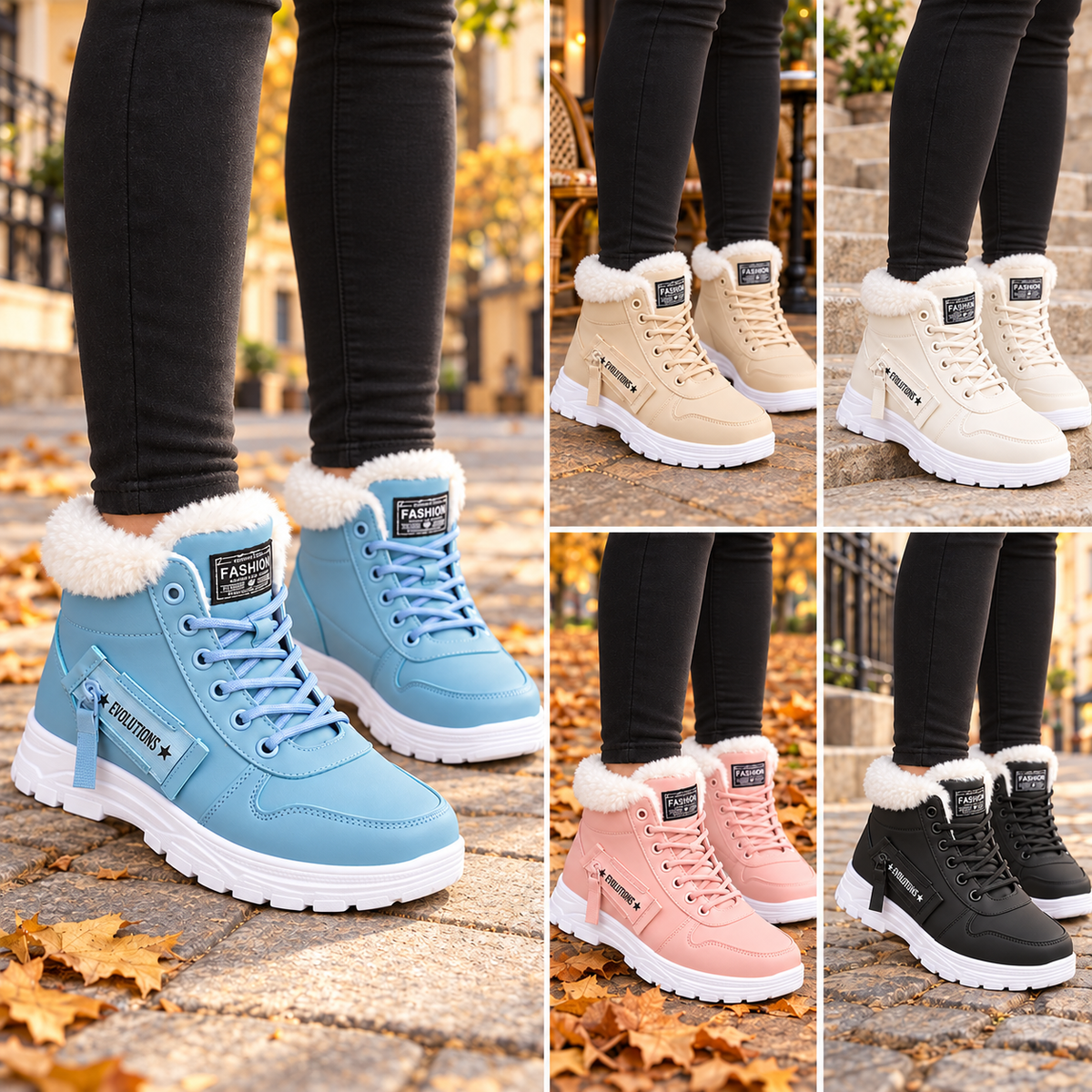 Warm Women's Winter Ankle Boots with Plush Lining