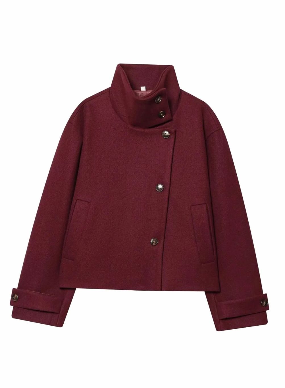 Elise | Elegant Cropped Wool Coat with Asymmetric Button Front