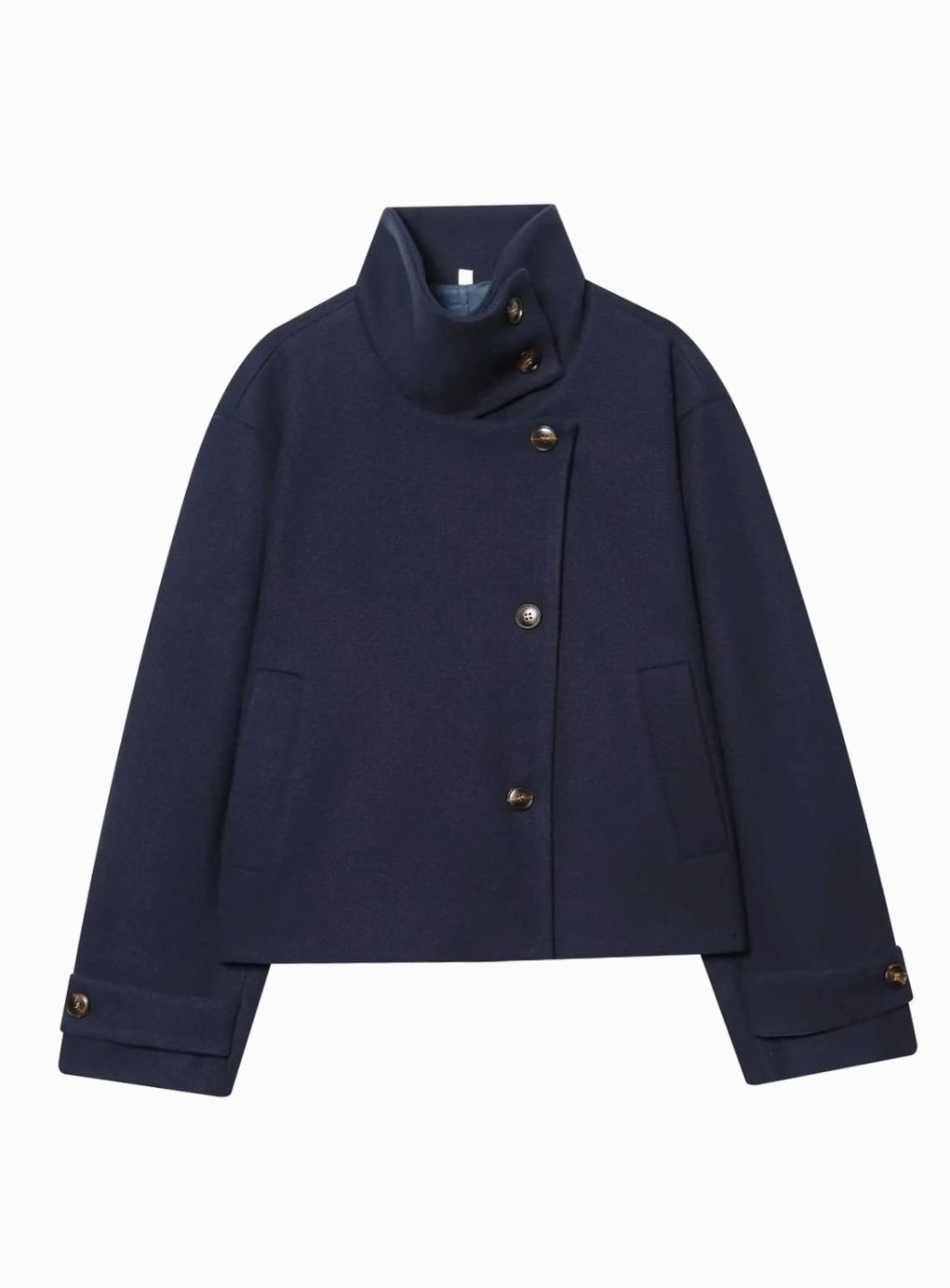 Elise | Elegant Cropped Wool Coat with Asymmetric Button Front
