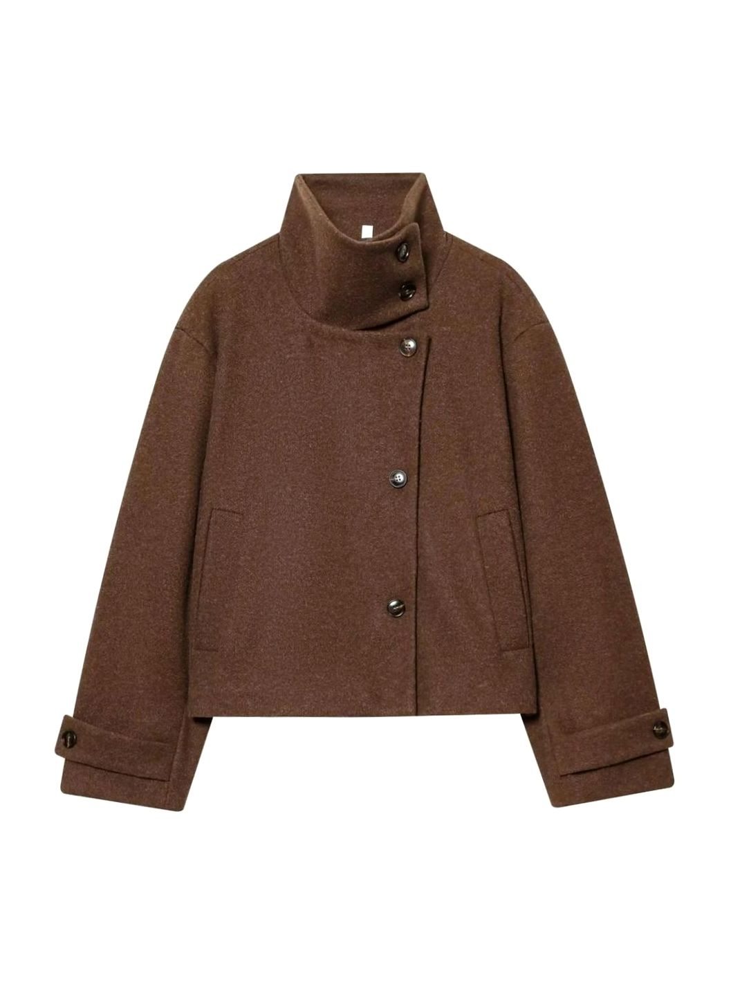 Elise | Elegant Cropped Wool Coat with Asymmetric Button Front