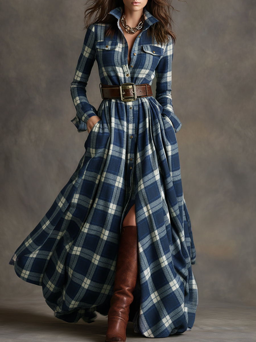 Giulietta – Maxi Checked Shirt Dress with Belt
