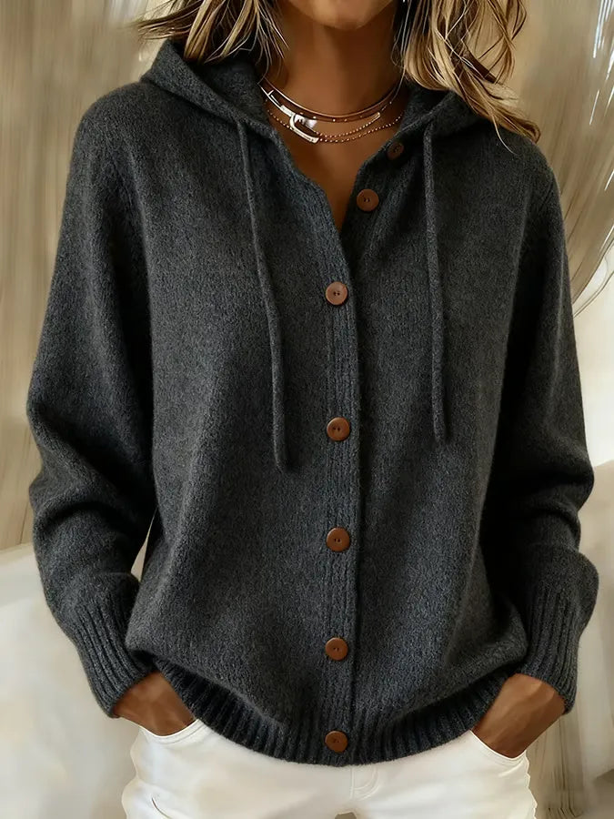 Begoña | Hooded Button Knit Cardigan