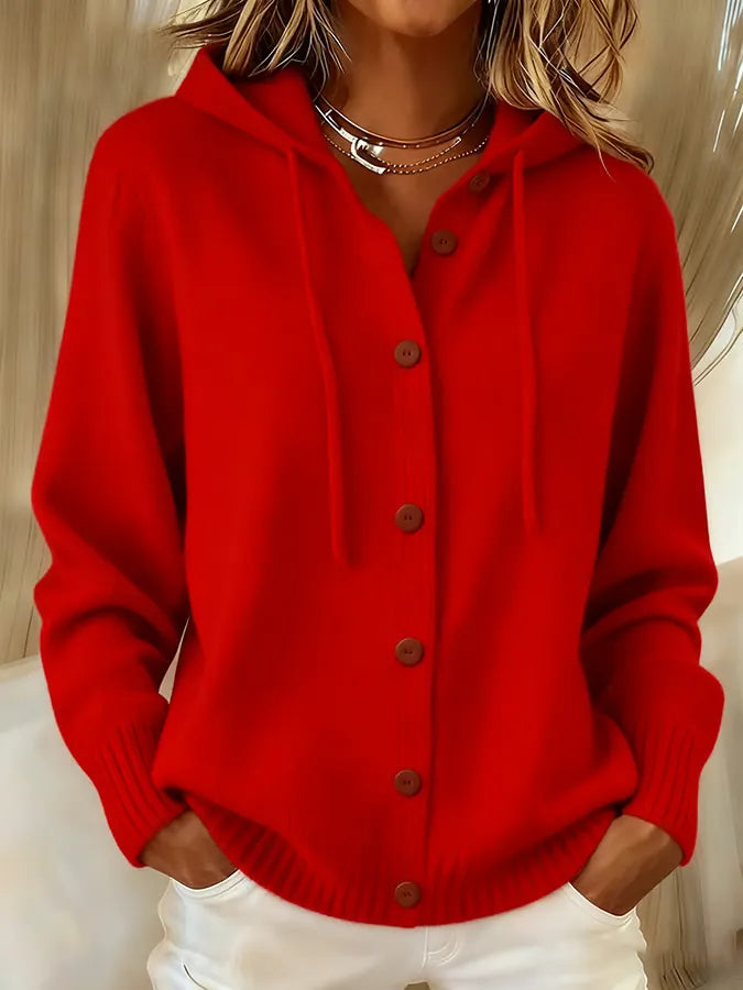 Begoña | Hooded Button Knit Cardigan
