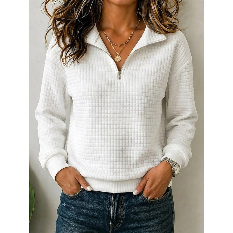 June-Mae Quilted Collar Half-Zip Sweatshirt