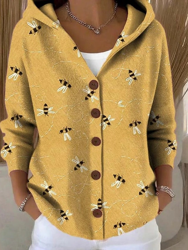 Paloma | Printed Hooded Knit Cardigan