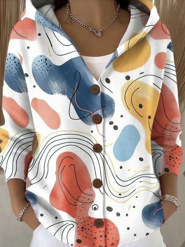 Paloma | Printed Hooded Knit Cardigan