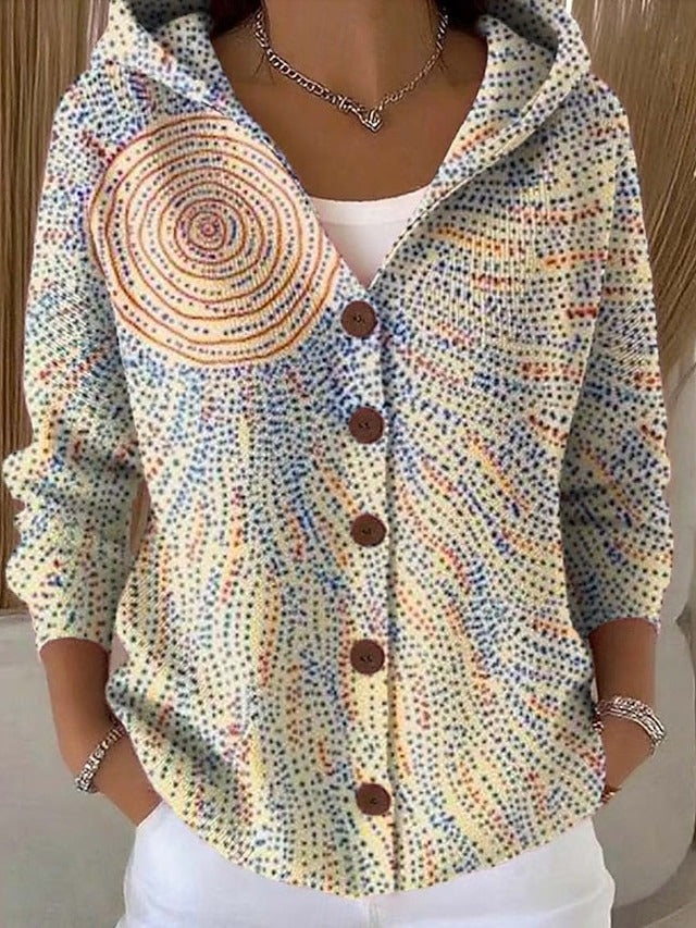 Paloma | Printed Hooded Knit Cardigan