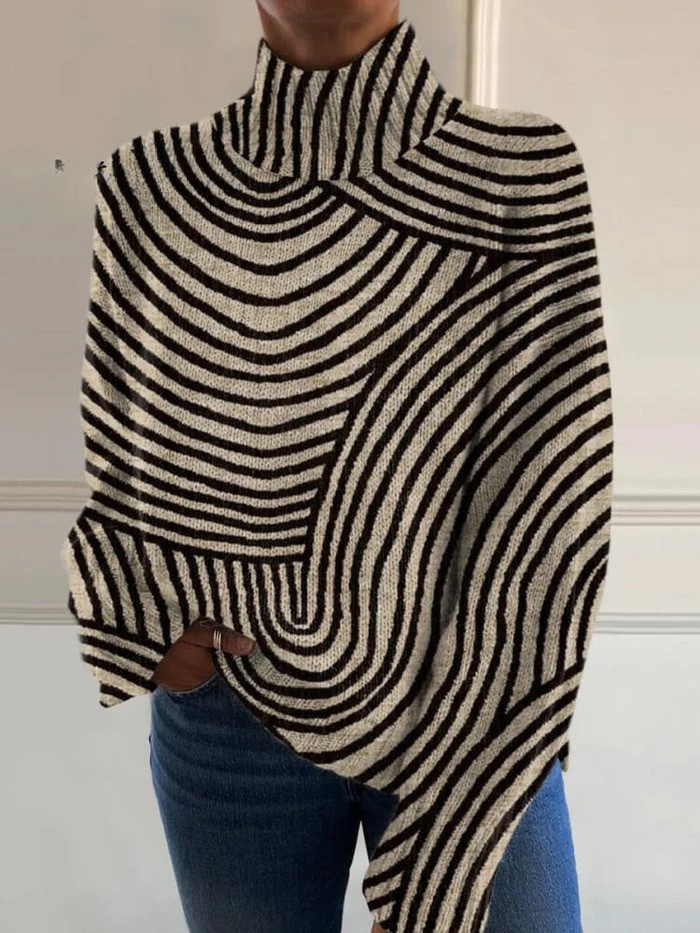 Ainsley | Hand-Drawn Line Turtleneck Sweater