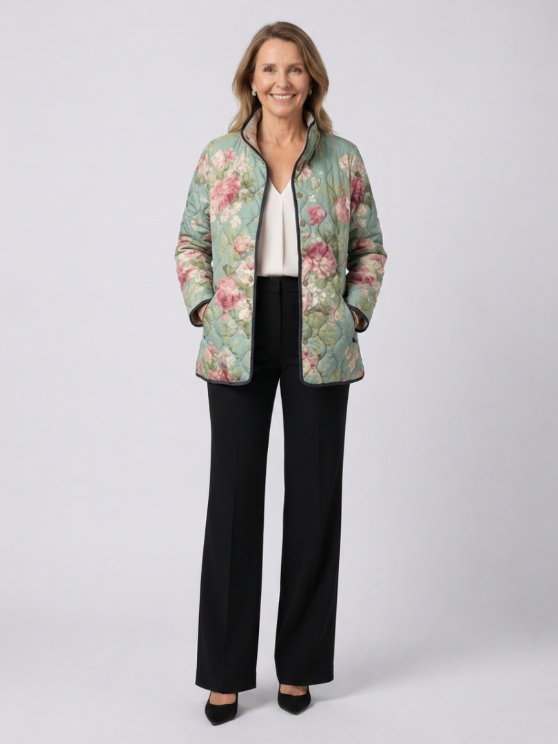 Maeve | Quilted Jacket with Light Vintage Roses