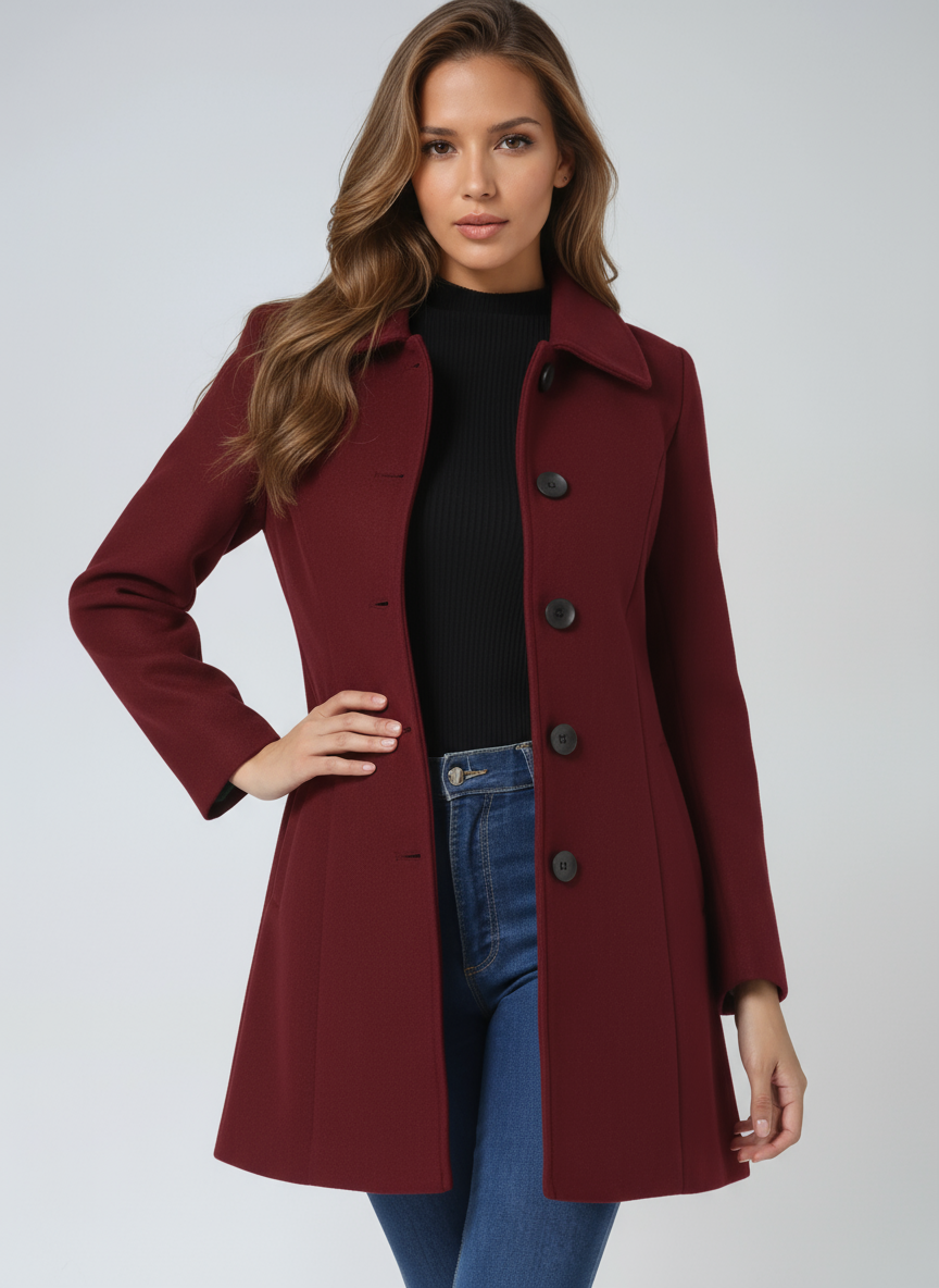 Aveline | Grey A-Line Midi Coat