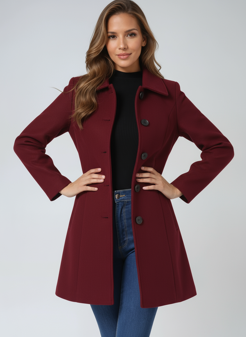 Aveline | Grey A-Line Midi Coat
