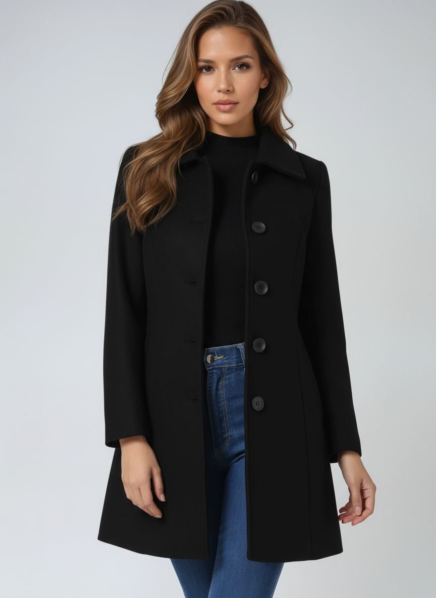Aveline | Grey A-Line Midi Coat