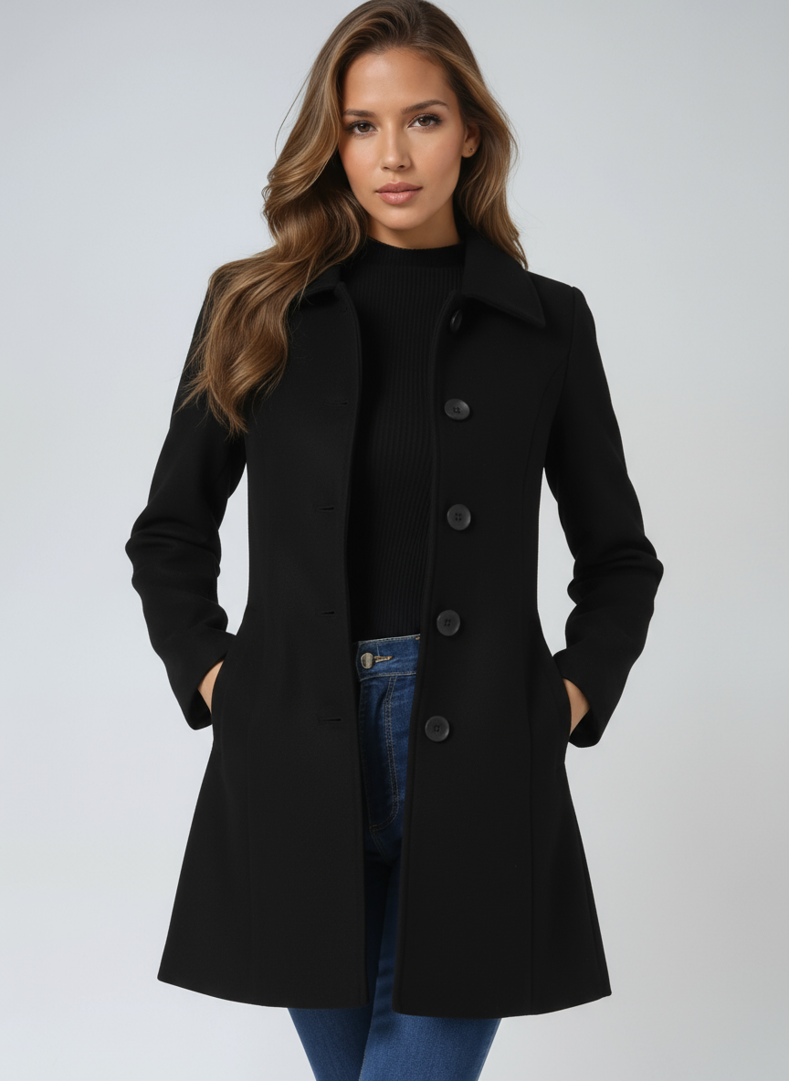 Aveline | Grey A-Line Midi Coat