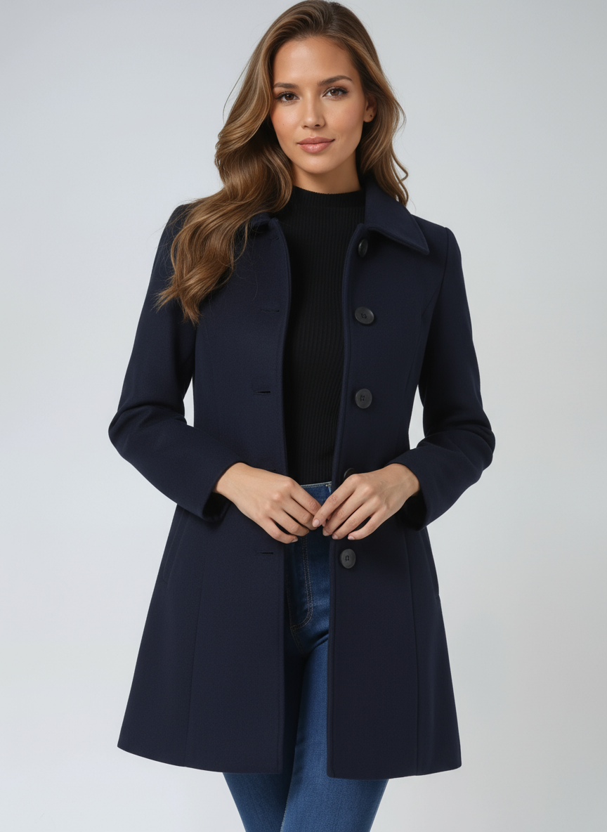 Aveline | Grey A-Line Midi Coat