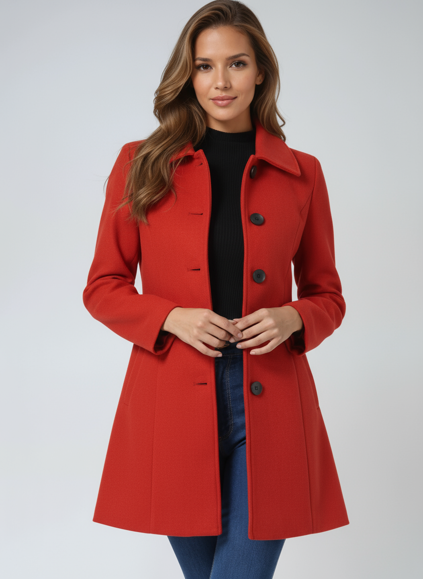 Aveline | Grey A-Line Midi Coat