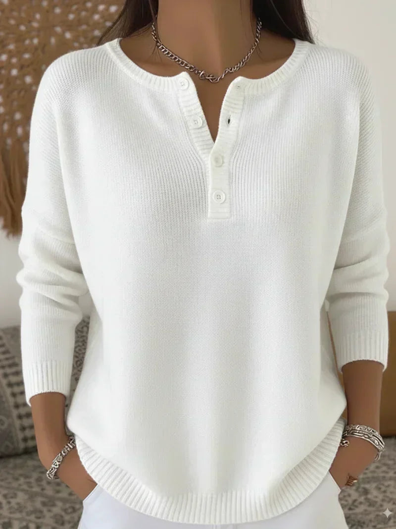 Helena | Henley Button Knit Sweater